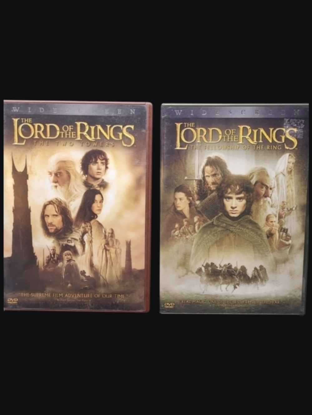 2 DVDs-THE LORD OF THE RINGS "THE TWO TOWERS" AND "THE FELLOWSHIP OF THE RING"
